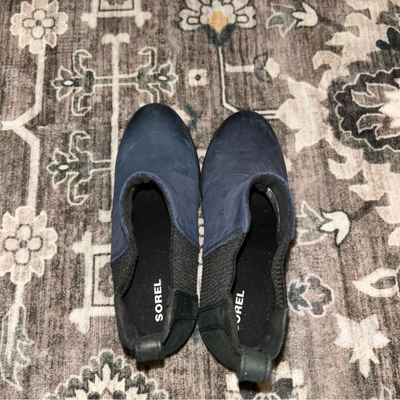 Sorel Lea Blue/Black Leather Wedge Booties 7 - Picture 5 of 8